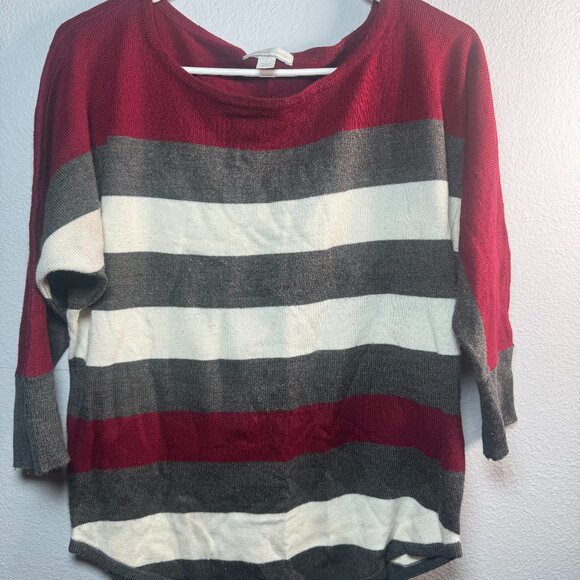 New York & Company Striped Burgundy Shirt - Picture 1 of 3